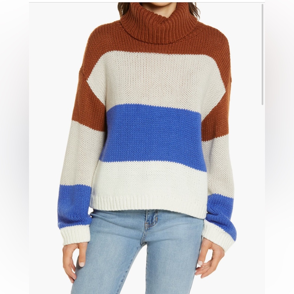 Lulus Striped Turtleneck Sweater